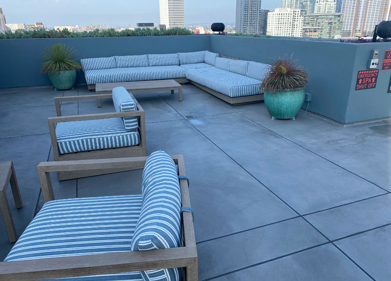 Decorative Concrete Finish for Hotel Roof Deck in Los Angeles